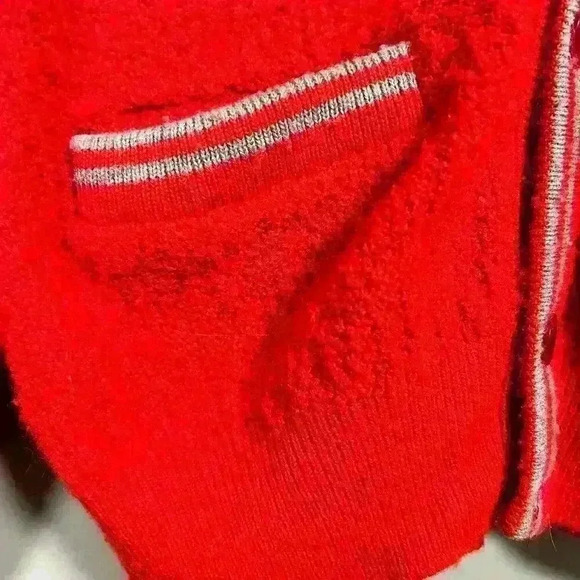 VTG 50s 60s Red Wool Collegiate Academic Letterman Cardigan Sweater Women Medium - Picture 7 of 10